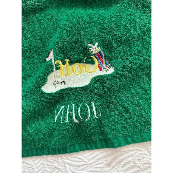 John Men's Green 100% Cotton Golf Towel - Picture 3 of 5